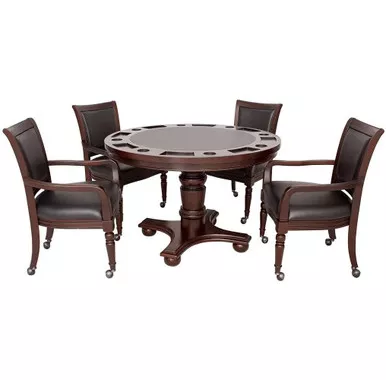 Bluewave Bridgeport 2-In-1 Poker Game Table Set - Walnut Finish